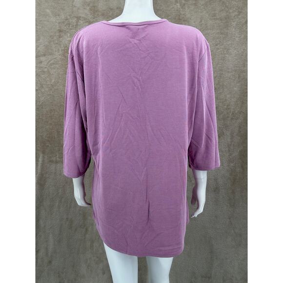 Segments Top Women Plus XXL Purple Essentials V-Neck Textured 3/4 Sleeves Canada - Picture 5 of 8